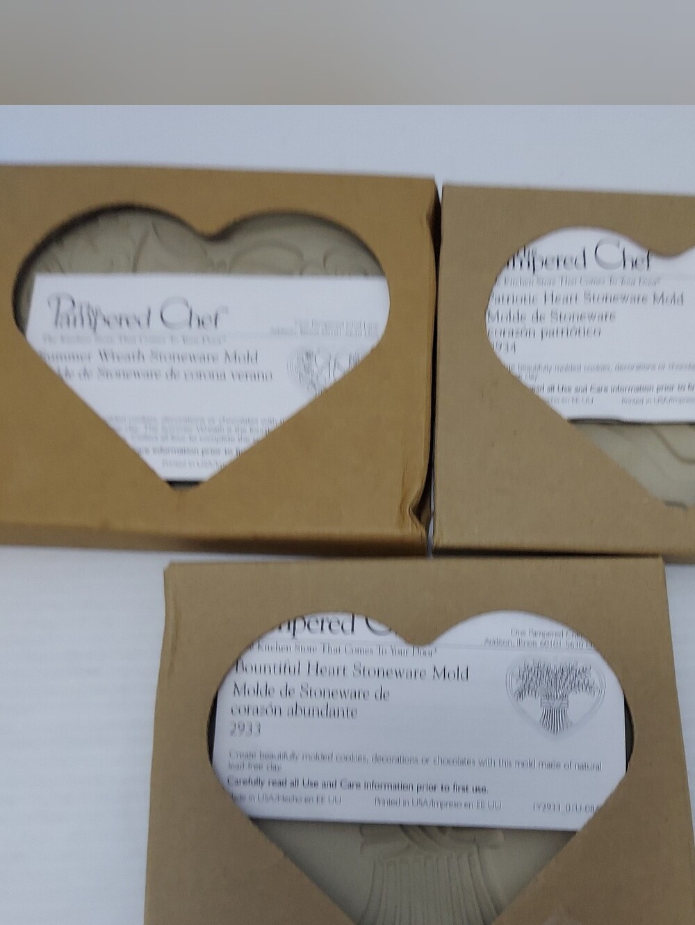 The Pampered Chef Cookie Art Mold Heart Shape Stoneware Lot of 3 NIB - Picture 16 of 16